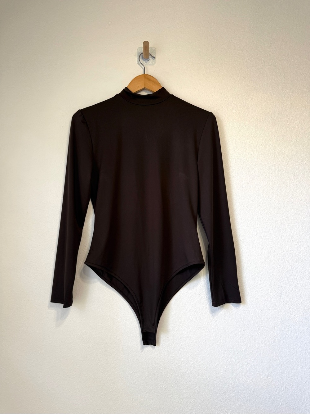 SHEIN Dark Brown Mock Turtleneck Long Sleeve Thong Bodysuit Size L - Picture 5 of 5